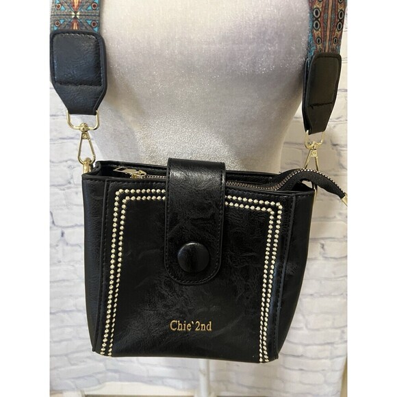 Chie’2nd Retro Small Water Bucket Shoulder Crossbody Bag Black - Picture 2 of 8